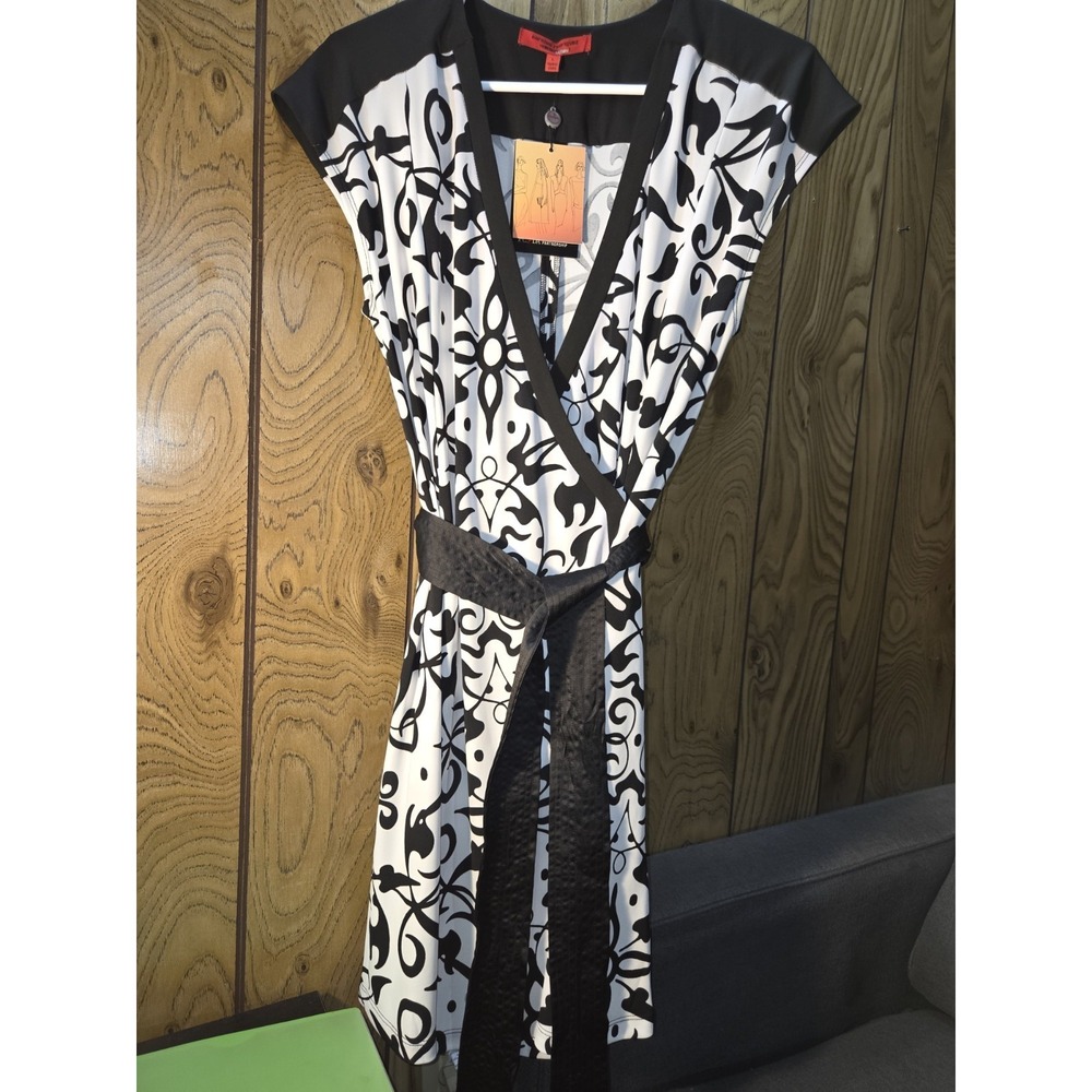 Narciso Rodriguez for Design Nation Tie Dress Black White Size L New Msrp $84
